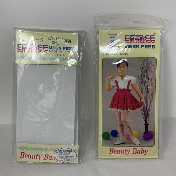 Sz S (2-4) WHITE High Class Socks tights stockings new solid white - Picture 3 of 17